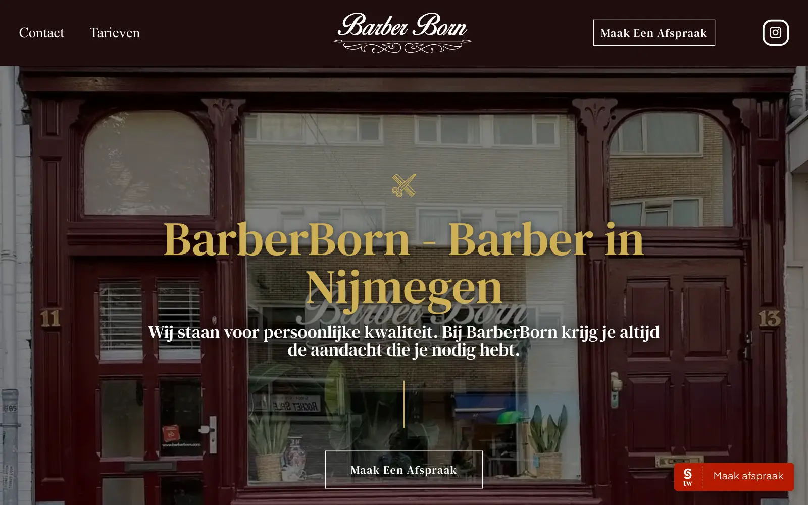Homepage van de website van BarberBorn, Nijmegen, gemaakt door WebPakket