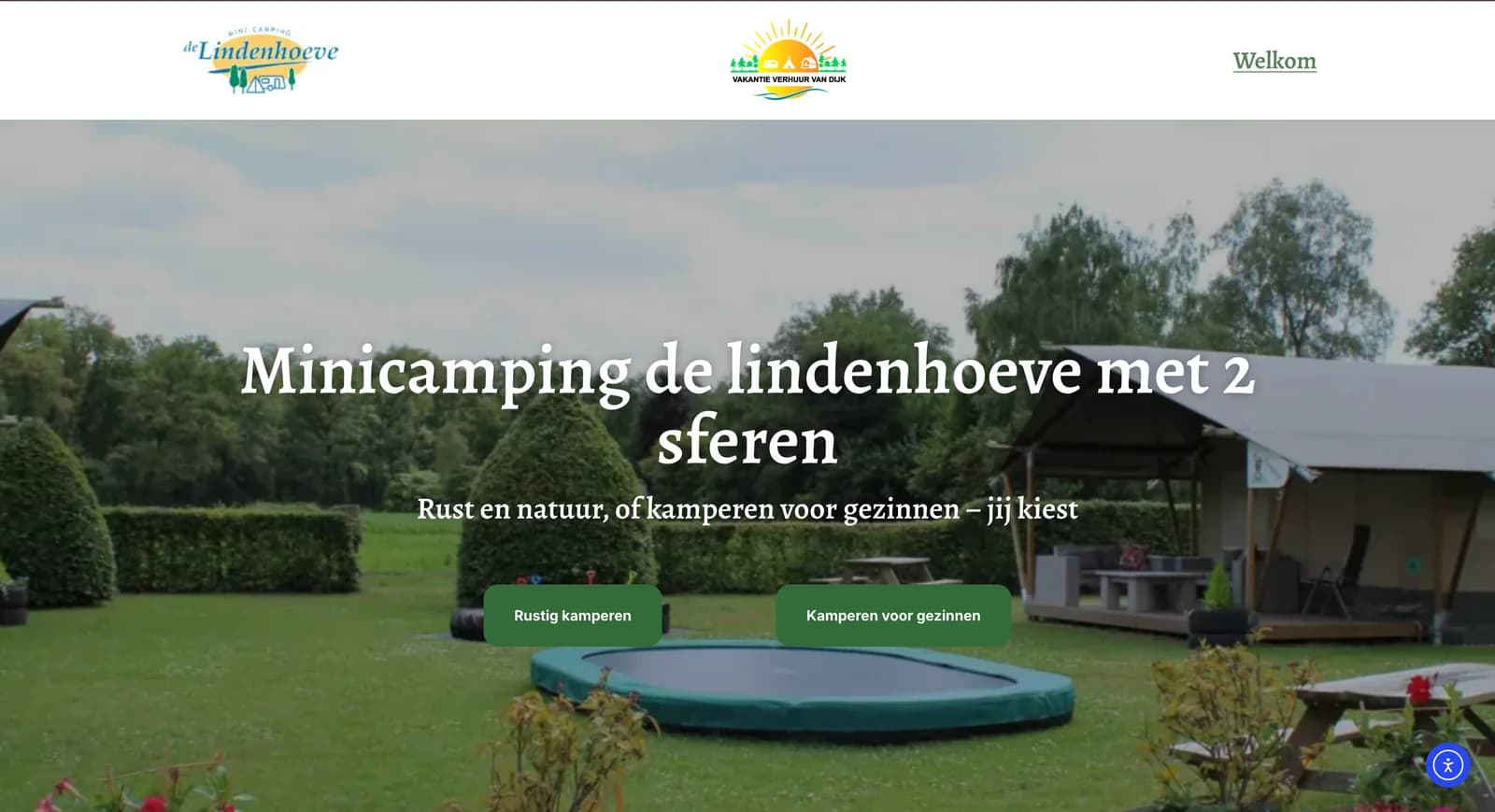 Homepage van de website van Minicamping de Lindenhoeve, Nistelrode, gemaakt door WebPakket
